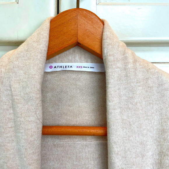 Athleta Niyama Cashmere Blend Wrap Cardigan Sweater Cream Shawl Collar EUC XXS - Picture 4 of 12